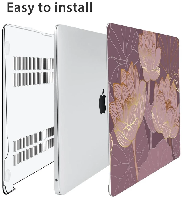 Alt view image 5 of 5 - HOHAIYOO for MacBook Air 13 inch Case 2021 2020 2019 2018 A2337 M1 A2179 A1932, Plastic Hard Shell Case&Keyboard Cover&Screen Protector&Webcam Cover Compatible with MacBook Air 13" Retina, Lotus