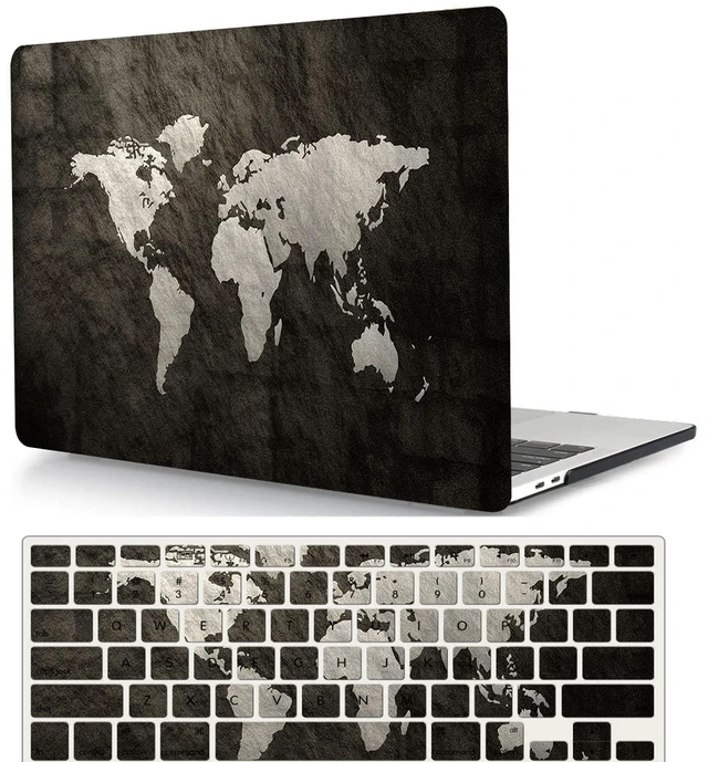 Main image of Laptop Case Compatible With New MacBook Air 13 Inch 2020 2019 2018 Release A2337 M1 A2179 A1932 With Retina Display & Touch ID, Plastic Hard Shell & Keyboard Cover Skin - World Map