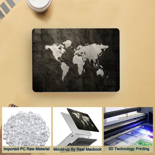 Alt view image 5 of 5 - Laptop Case Compatible With New MacBook Air 13 Inch 2020 2019 2018 Release A2337 M1 A2179 A1932 With Retina Display & Touch ID, Plastic Hard Shell & Keyboard Cover Skin - World Map