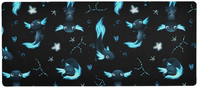 Main image of Glaphy Black Axolotl Stars Large Mouse Pad Gaming Mouse Pad Extended Computer Keyboard Desk Pad Non-Slip Desk Mats for Work Game Home Office, 35.4 x 15.7 inch