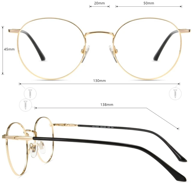 Alt view image 4 of 5 - Firmoo Blue Light Blocking Glasses for Computer Reading Retro Metall Round Frame for Women Men(Gold 1.0x)