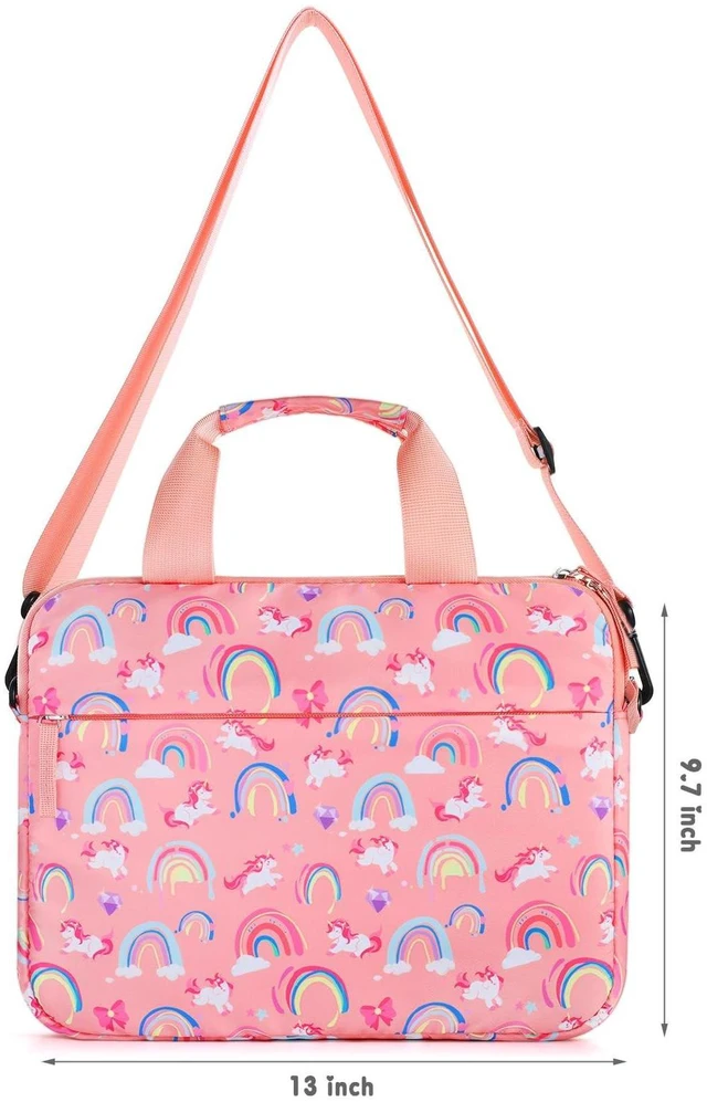 Alt view image 3 of 5 - Foxstory Kids Tablet Bag for Girls, Kids Tablet Carrying Case for Fire HD 10, HD 8, Fire 7 Sleeve Bag Kid Kindle Bag, iPad Bag for Kid, Rainbow Unicorn Pink