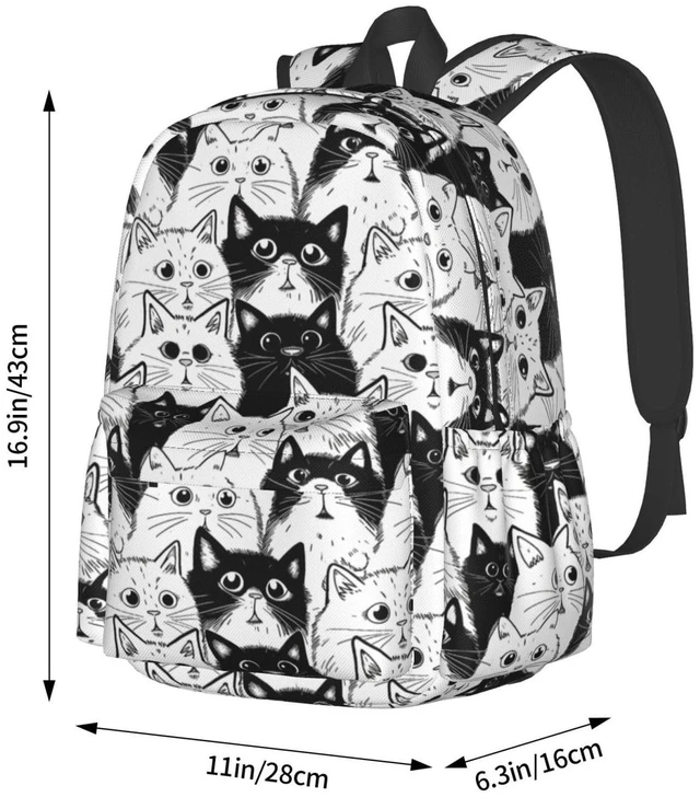 Alt view image 2 of 5 - famliihw Black and white Cat Backpack Laptop Backpacks Multipurpose Daypack For Men Women Travel Hiking