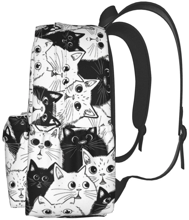 Alt view image 5 of 5 - famliihw Black and white Cat Backpack Laptop Backpacks Multipurpose Daypack For Men Women Travel Hiking