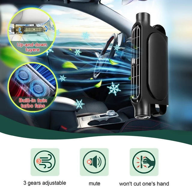 Alt view image 2 of 5 - Fastsun Mini Car Mounted Seat Back Cooling Fan Portable Vehicle Fan 3 Speed Headrest Silent Cooler Car Seat Cooling Fan for SUV RV Truck Sedan Mini Seat Fan for Office for Kids (Black)