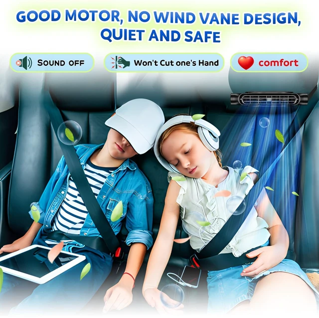 Alt view image 4 of 5 - Fastsun Mini Car Mounted Seat Back Cooling Fan Portable Vehicle Fan 3 Speed Headrest Silent Cooler Car Seat Cooling Fan for SUV RV Truck Sedan Mini Seat Fan for Office for Kids (Black)