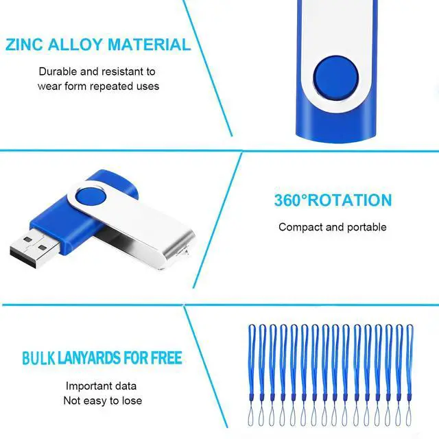 Alt view image 4 of 5 - 200 Packs of 2GB Bulk Flash Drive EASTBULL FAT32 USB Drives Pack 2G (Blue)