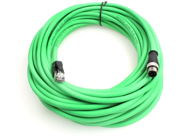 Main image of Eonvic M12 D Code 4 Pin Male to RJ45 Plug High Flex Cat5e Industrial Ethernet PVC Cable for Automation Application (40M, Green)