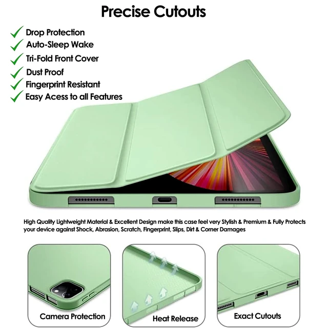 Alt view image 5 of 5 - DuraSafe Cases for iPad Pro 11 4th 3rd 2nd Gen Case A2759 MNXE3LL/A MNXD3LL/A A2435 MNXG3LL/A MNXF3LL/A MNXH3LL/A A2761 A2762 MNXN3LL/A MP553LL/A A2377 MHQR3LL/A MHQT3LL/A A2228 MNXJ3LL/A - Tea Green