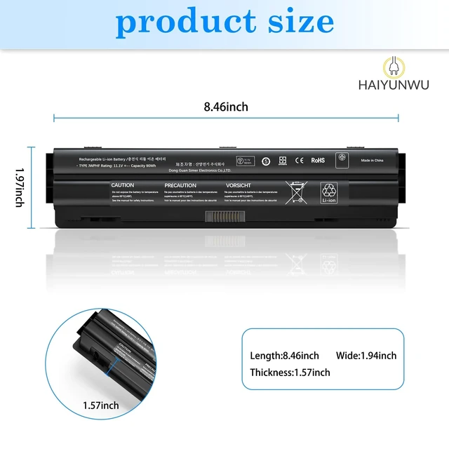 Alt view image 4 of 5 - HAIYUNWU 90Wh R795X Battery for Dell XPS 17/15/14