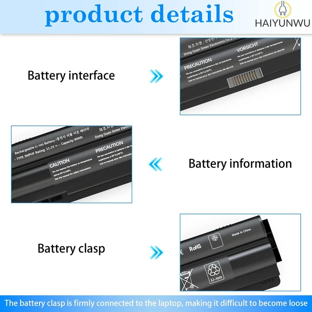 Alt view image 3 of 5 - HAIYUNWU 90Wh R795X Battery for Dell XPS 17/15/14