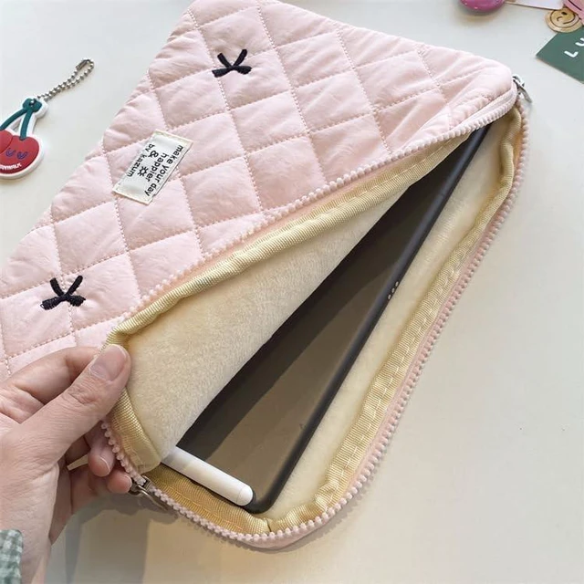 Alt view image 2 of 5 - Cute Bow Tie Puffy Laptop Sleeve Coquette Carrying Laptop Bag Cover Y2K Preppy Tablet Liner Pouch Cottagecore Stuffs (15 inch,Blue)