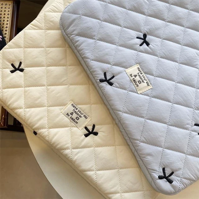 Alt view image 3 of 5 - Cute Bow Tie Puffy Laptop Sleeve Coquette Carrying Laptop Bag Cover Y2K Preppy Tablet Liner Pouch Cottagecore Stuffs (15 inch,Blue)