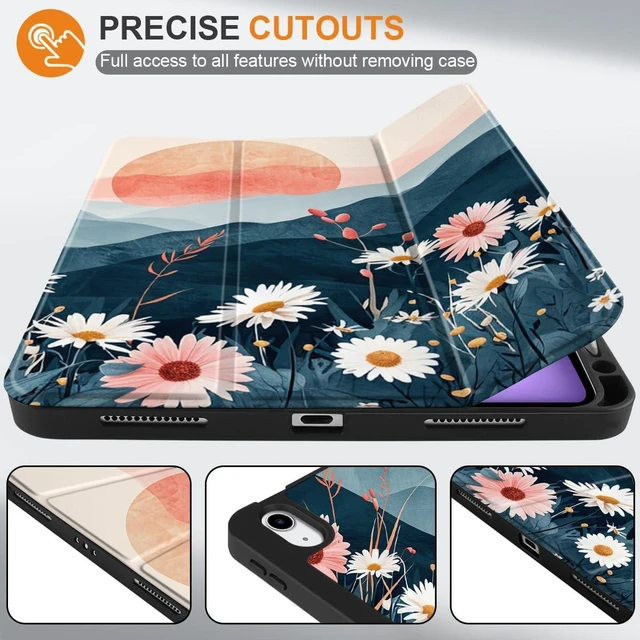 Alt view image 3 of 5 - DONGKE for iPad Air 11 Inch Case M4 2026 / M3 2025 / M2 2024 & iPad Air 5th 2022 / 4th Gen 2020 10.9 Inch, Ultra Thin Soft TPU Back Cover with Pencil Holder Support Auto Wake/Sleep, Daisie