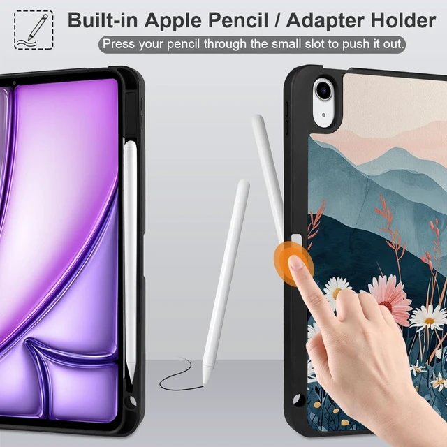 Alt view image 4 of 5 - DONGKE for iPad Air 11 Inch Case M4 2026 / M3 2025 / M2 2024 & iPad Air 5th 2022 / 4th Gen 2020 10.9 Inch, Ultra Thin Soft TPU Back Cover with Pencil Holder Support Auto Wake/Sleep, Daisie