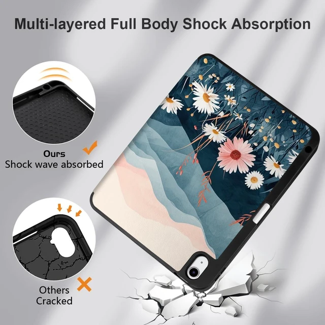 Alt view image 5 of 5 - DONGKE for iPad Air 11 Inch Case M4 2026 / M3 2025 / M2 2024 & iPad Air 5th 2022 / 4th Gen 2020 10.9 Inch, Ultra Thin Soft TPU Back Cover with Pencil Holder Support Auto Wake/Sleep, Daisie