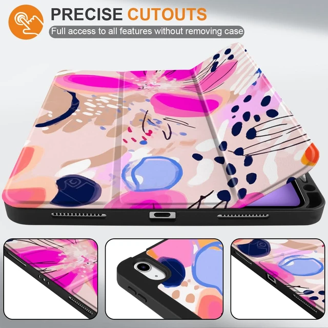 Alt view image 3 of 5 - DONGKE for iPad Air 11 Inch Case M4 2026 / M3 2025 / M2 2024 & iPad Air 5th 2022 / 4th Gen 2020 10.9 Inch, Ultra Thin Soft TPU Back Cover with Pencil Holder Support Auto Wake/Sleep, Floral Artistic