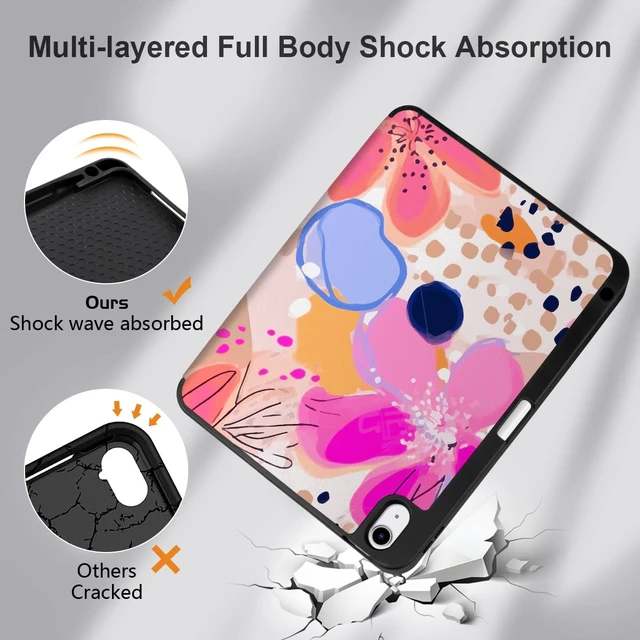 Alt view image 5 of 5 - DONGKE for iPad Air 11 Inch Case M4 2026 / M3 2025 / M2 2024 & iPad Air 5th 2022 / 4th Gen 2020 10.9 Inch, Ultra Thin Soft TPU Back Cover with Pencil Holder Support Auto Wake/Sleep, Floral Artistic