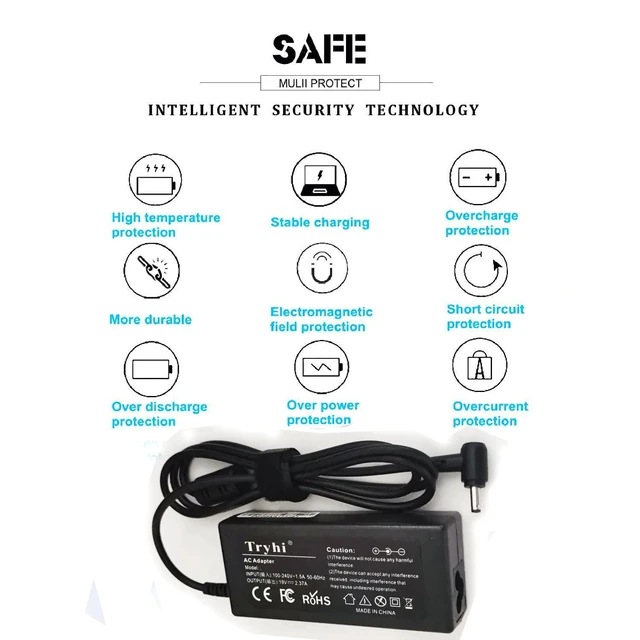 Alt view image 4 of 5 - Laptop Charger AC Adapter Power Supply Cord for Toshiba Satellite A505-S6972 L305D-S5890 M305D-S4844 P505D-S8930 P850-BT3G22 S55-B5148 U405D-S2850 for Averatec AV7160 for Itronix IX-300 ADP-90-SB BB