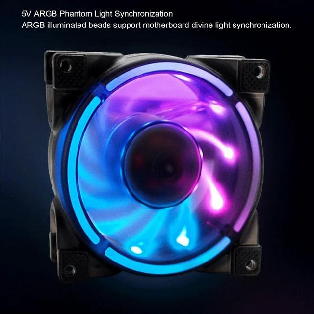 Alt view image 2 of 5 - 80mm Fan, PWM 5V ARGB Case Fan, RGB Fans, 7 Blades MFDB Hydraulic Bearing PWM Intelligent Temperature Control 8002500RPM PC Case Fan