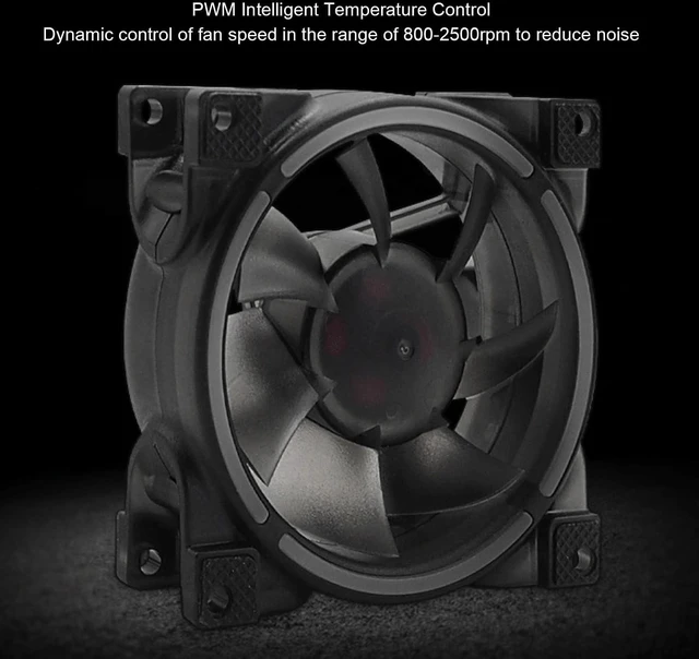 Alt view image 4 of 5 - 80mm Fan, PWM 5V ARGB Case Fan, RGB Fans, 7 Blades MFDB Hydraulic Bearing PWM Intelligent Temperature Control 8002500RPM PC Case Fan