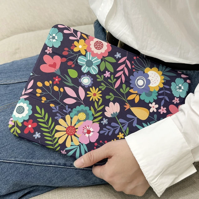 Alt view image 3 of 5 - DONGKE for iPad Air 11 Inch Case M4 2026 / M3 2025 / M2 2024 & iPad Air 5th 2022 / 4th Gen 2020 10.9 Inch, Ultra Thin Soft TPU Back Cover with Pencil Holder Support Auto Wake/Sleep, Floral Navy