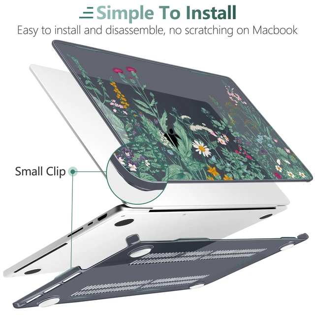 Alt view image 4 of 5 - DONGKE Case for MacBook Pro 14 Inch (2026-2021 Release, M5 M4 M3 M2 M1 Pro/Max Chip), Plastic Slim Hard Shell Protective Cover with Keyboard Cover & Screen Protector, Garden Florals