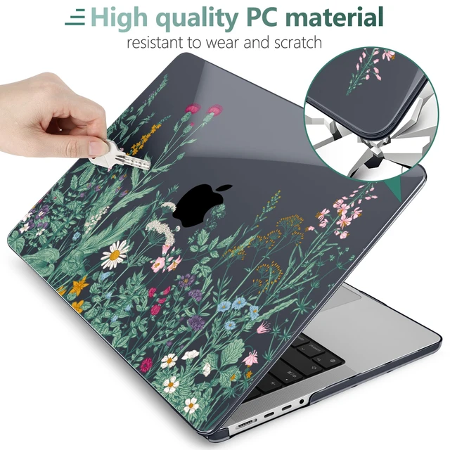 Alt view image 5 of 5 - DONGKE Case for MacBook Pro 14 Inch (2026-2021 Release, M5 M4 M3 M2 M1 Pro/Max Chip), Plastic Slim Hard Shell Protective Cover with Keyboard Cover & Screen Protector, Garden Florals