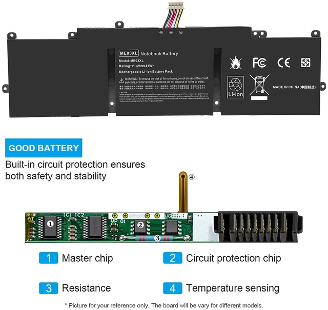 Alt view image 2 of 5 - ME03 ME03XL Laptop Battery for HP Stream 11-D 13-C Series 13-c110nr 13-c010nr 13-c014tu 11-d010nr 11-d020nr 11-d010wm 11-d011wm Notebook 787521-005 787089-541 TPN-Q154 TPN-Q155 TPN-Q156 HSTNN-UB6M