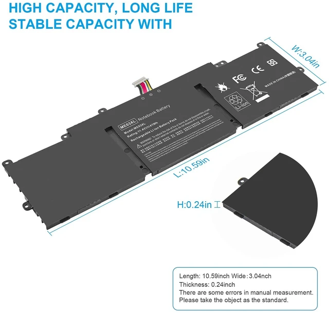 Alt view image 5 of 5 - ME03 ME03XL Laptop Battery for HP Stream 11-D 13-C Series 13-c110nr 13-c010nr 13-c014tu 11-d010nr 11-d020nr 11-d010wm 11-d011wm Notebook 787521-005 787089-541 TPN-Q154 TPN-Q155 TPN-Q156 HSTNN-UB6M