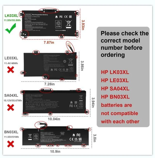 Alt view image 2 of 5 - ASUNCELL 55.8Wh LK03XL Battery L09281-855 916814-855 for HP Envy X360 15m-cn0xxx 15m-cp0xxx 15m-bp0xx 15m-bp1xx 15-bq2xx 15-cp0xxx 15-cn0xxx 15-cr0xxx 17-ae1xx 15T-CN 15M-cn0011dx 15m-cn0012dx, 11.55