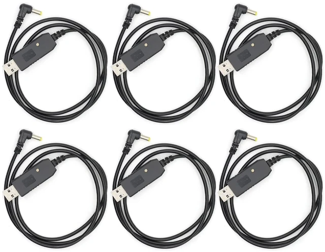 Main image of 6PCS UV-5R USB Charger Cable UV-5R USB Charging Cable 2.5mm with Light