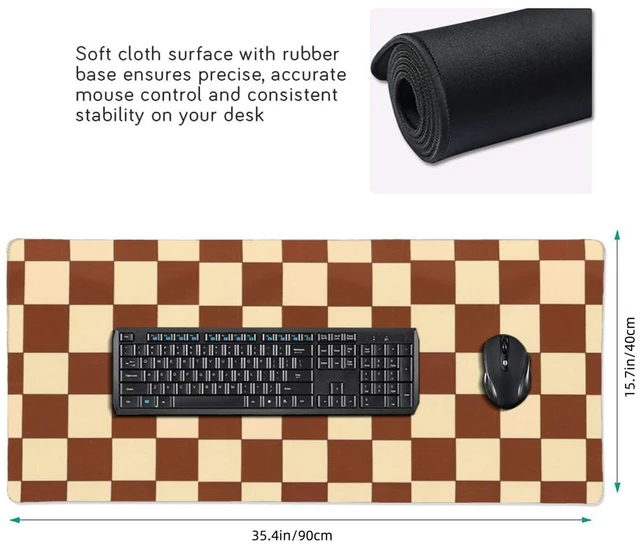 Alt view image 5 of 5 - DJYQBFA Brown Beige Checkered Mouse Pad Large Desk Mat for Keyboard and Mouse Non-Slip Gaming Mousepad Office Desk Accessories for Computer 35.4x15.7Inch