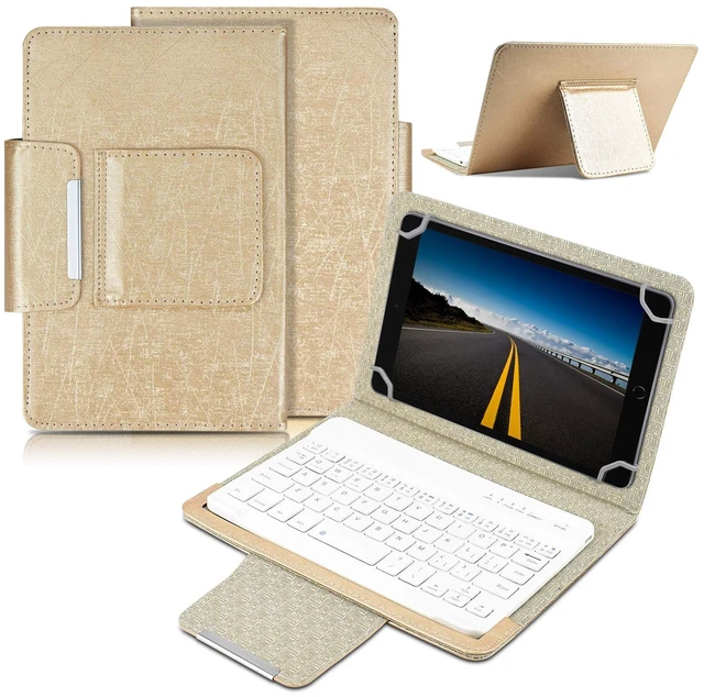 Main image of DETUOSI Universal 7.0 inch Android Tablet Case with Keyboard, Removable Wireless Bluetooth Keyboard + PU Leather Folio Book Cover + Stand, Travel Portable Sleeve for iOS/Android/Windows System