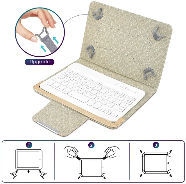 Alt view image 4 of 5 - DETUOSI Universal 7.0 inch Android Tablet Case with Keyboard, Removable Wireless Bluetooth Keyboard + PU Leather Folio Book Cover + Stand, Travel Portable Sleeve for iOS/Android/Windows System