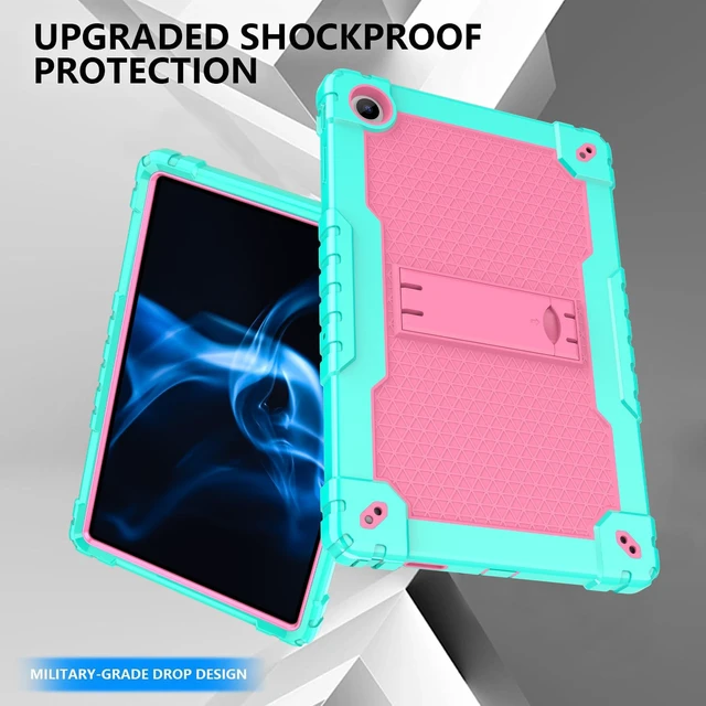 Alt view image 3 of 5 - Doemoil for Onn 10.4 Tablet Pro 2023 Model: 100110603 Case Built in Kickstand Heavy Duty Hybrid Case Hard Back Case Come with Tempered Glass/Shoulder Strap for Onn 10.4 Tablet Pro (Green+Pink/1 Pcs)