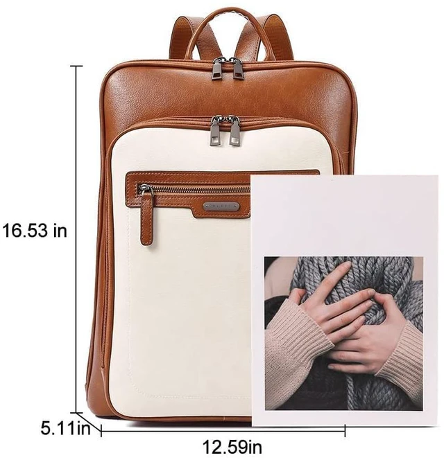 Alt view image 3 of 5 - CLUCI Leather Backpack for Women 15.6 inch Laptop Bag Business Work Daypack