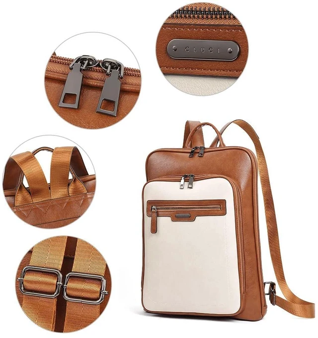 Alt view image 5 of 5 - CLUCI Leather Backpack for Women 15.6 inch Laptop Bag Business Work Daypack
