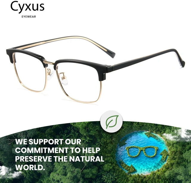 Alt view image 4 of 5 - Cyxus 20g Acetate Metal Blue Light Glasses Semi Rimless Men