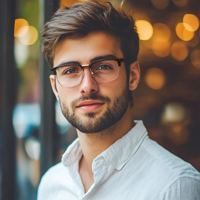 Alt view image 2 of 5 - Cyxus 20g Acetate Metal Blue Light Glasses Semi Rimless Men