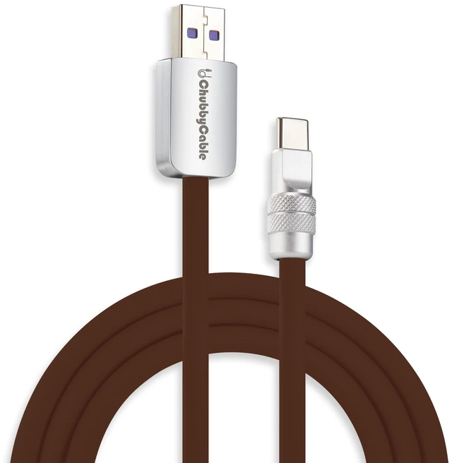 Main image of chubbycable USB A to C 120W Silicone Fast Charging Cable, Chocolate, 9.8FT