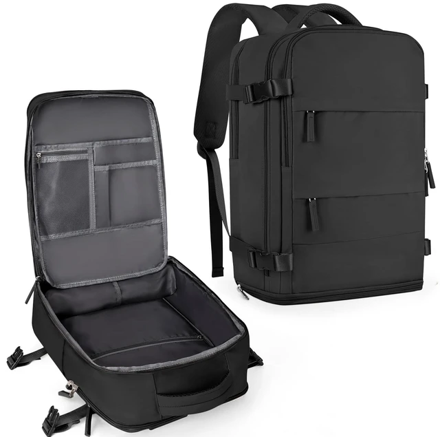 Main image of coowoz Travel Backpack For Women Men,Carry On Backpack Flight Approved,Hiking Backpack Water-Resistant Outdoor Sports Rucksack Casual Daypack Fit 15.6 Inch Laptop Shoes Compartment (Black)