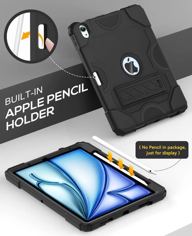 Alt view image 5 of 5 - Cantis Case for iPad Air 11-inch (M4) 2026/ (M3) 2025/ (M2) 2024, iPad Air 5th/4th Generation (2022/2020) 10.9 Inch, Heavy Duty Shockproof Rugged Protective for i Pad Air 11'', Black