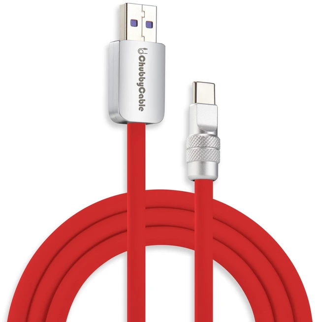 Main image of chubbycable USB A to C 120W Silicone Fast Charging Cable, Red, 9.8FT