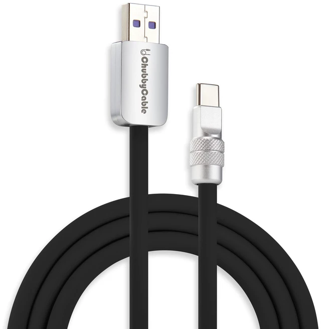 Main image of chubbycable USB A to C 120W Silicone Fast Charging Cable, Black, 9.8FT
