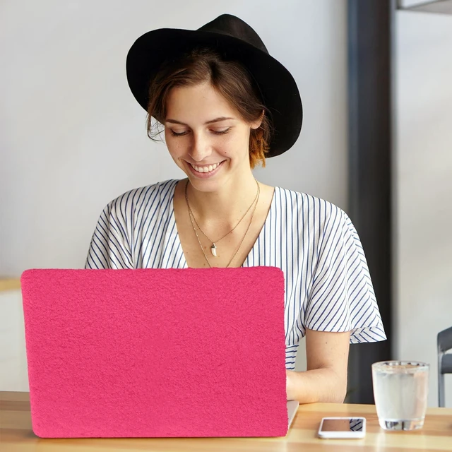 Alt view image 3 of 5 - BYCeKe for MacBook Air 13.6 inch Case 2022-2026 M5-M2,Plush Hot Pink