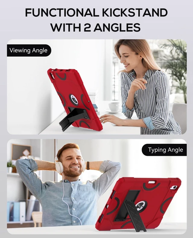 Alt view image 3 of 5 - Cantis Case for iPad Air 11-inch (M4) 2026/ (M3) 2025/ (M2) 2024, iPad Air 5th/4th Generation (2022/2020) 10.9 Inch, Heavy Duty Shockproof Rugged Protective for i Pad Air 11'', Red+Black+Black
