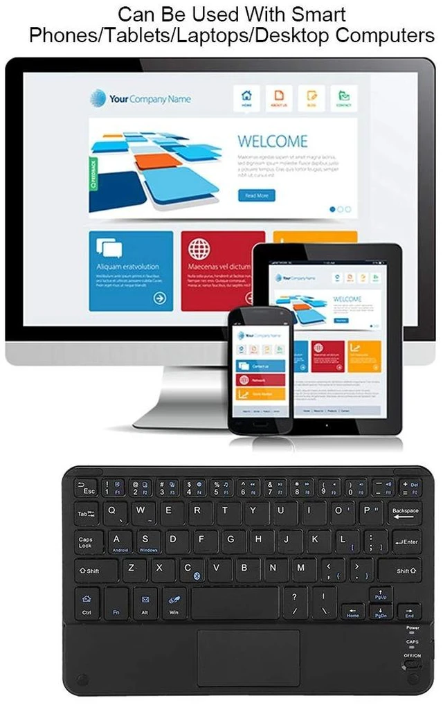 Alt view image 3 of 5 - Keyboard, Portable Universal 7inch Bluetooth Keyboard with Touchpad for Tablet/Mobile Phone/PC, Compatible for for Android