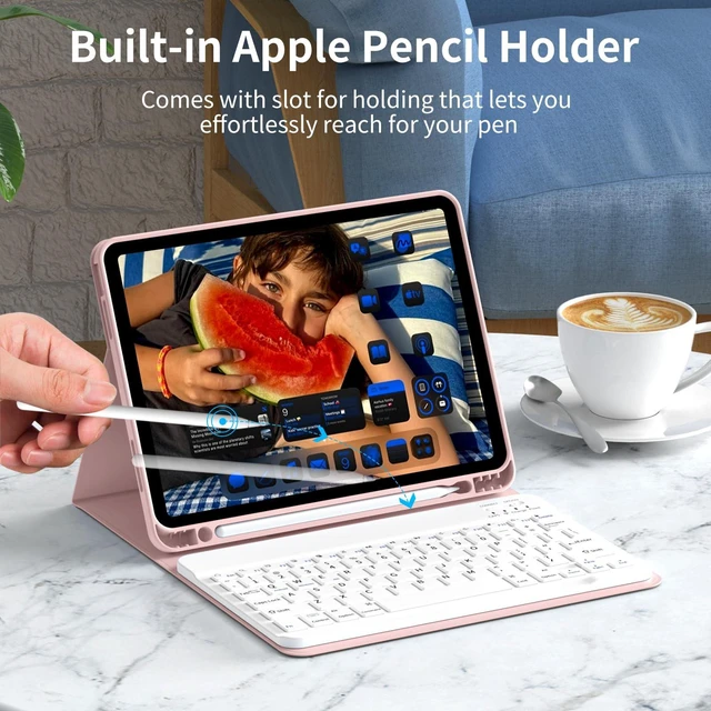Alt view image 4 of 5 - BFGTSJF Keyboard Case for iPad (A16) 11th Generation 11 Inch 2025, iPad 10th Generation 10.9 inch 2022, Stand Folio Detachable Bluetooth Keyboard Cover with Pencil Holder - Pink