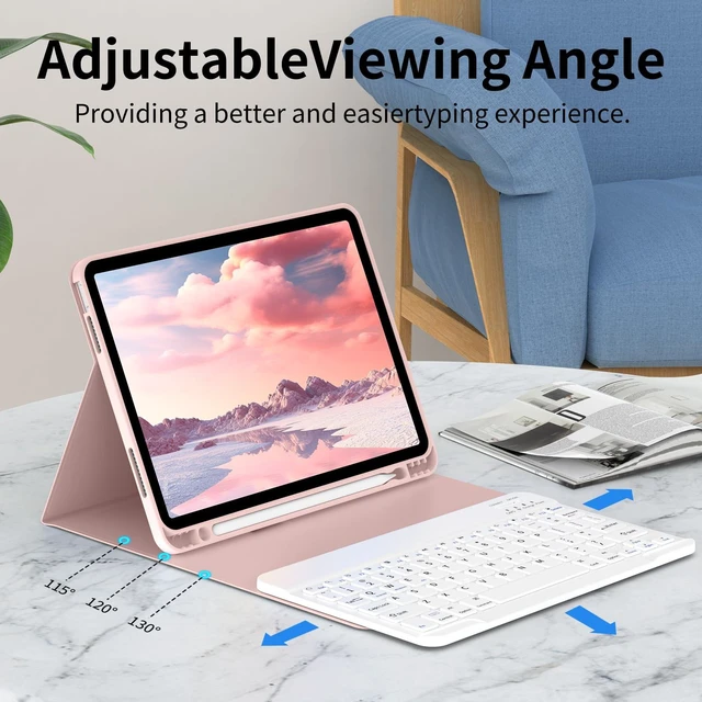 Alt view image 5 of 5 - BFGTSJF Keyboard Case for iPad (A16) 11th Generation 11 Inch 2025, iPad 10th Generation 10.9 inch 2022, Stand Folio Detachable Bluetooth Keyboard Cover with Pencil Holder - Pink